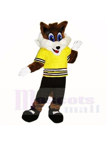 Sport Fox mit gelbem Hemd Maskottchen Kostüme Schule