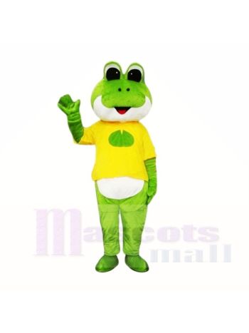 Grün Frosch mit Gelb Hemd Maskottchen Kostüme Schule