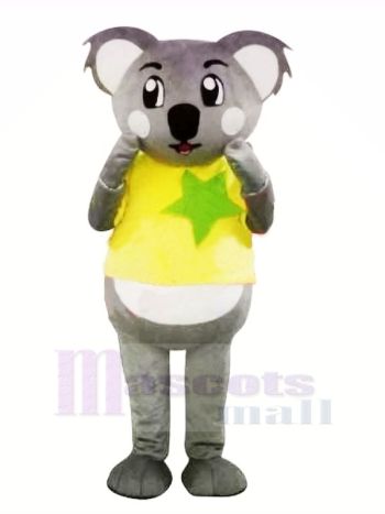 Grau Koala mit Gelb T-Shirt Maskottchen Kostüme Karikatur