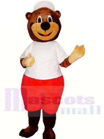 Sport Bär mit Weiß Hut Maskottchen Kostüme Tier