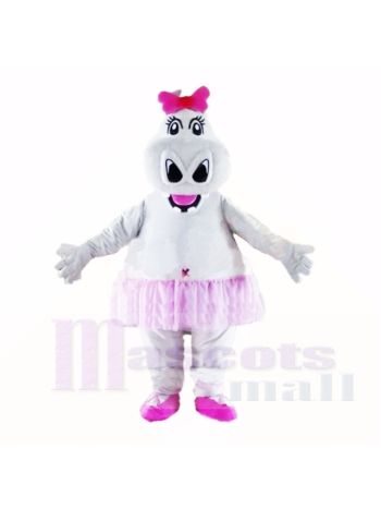Mädchen Nilpferd mit Rosa Bogen Maskottchen Kostüme Karikatur