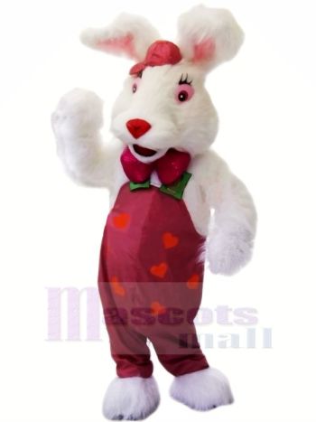 Weiß Hase mit rot Nase Maskottchen Kostüme Tier