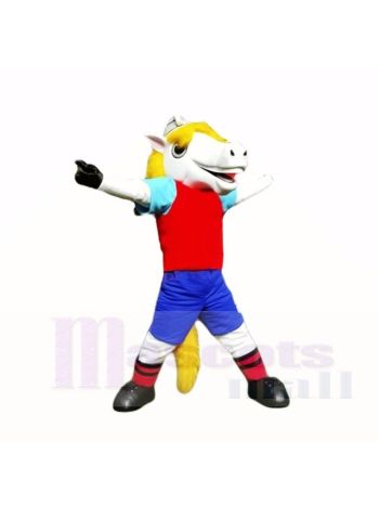 Lächelnd Sport Weiß Pferd Maskottchen Kostüme Karikatur