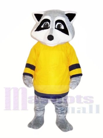 Süß Waschbär mit Gelb T-Shirt Maskottchen Kostüme Tier