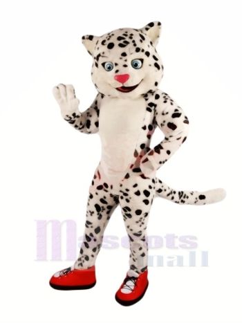 glücklich Schnee Leopard Maskottchen Kostüme Karikatur
