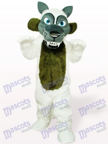 Weißes langes Haar Wolf Tier Maskottchen Kostüm für Erwachsene