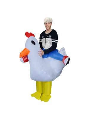 Weiß Hähnchen Tragen mich Reiten auf Aufblasbar Kostüm Schick Kleid Cosplay Kostüm zum Erwachsene