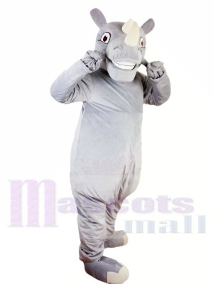 glücklich Nashorn Nashorn Maskottchen Kostüm Verrücktes Kleid Brauch Cosplay Thema Mascotte