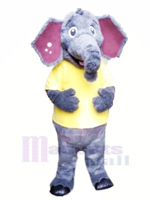 Flauschige Elefant mit Gelb T-Shirt Maskottchen Kostüme