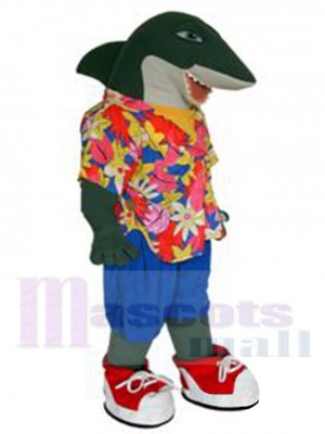 Hai Maskottchen-Kostüm Tier im Blumenhemd