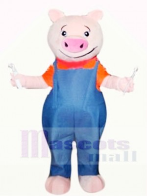 Lustig Schwein mit Blau Overall 