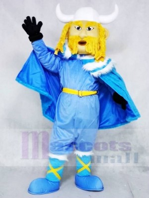 Thor der Riesige Wikinger mit Blauer Körper und Umhang Maskottchen Kostüme Menschen