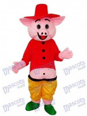 Red Hat Schwein Maskottchen Adult Kostüm Tier