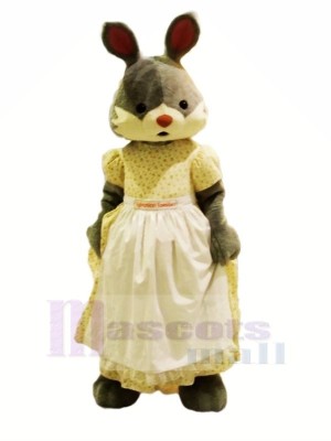 Dame Hase mit Weiß Kleid Maskottchen Kostüme