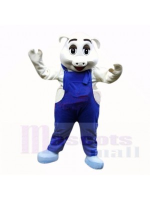 Sport Schwein mit Blau Overall Maskottchen Kostüme Schule